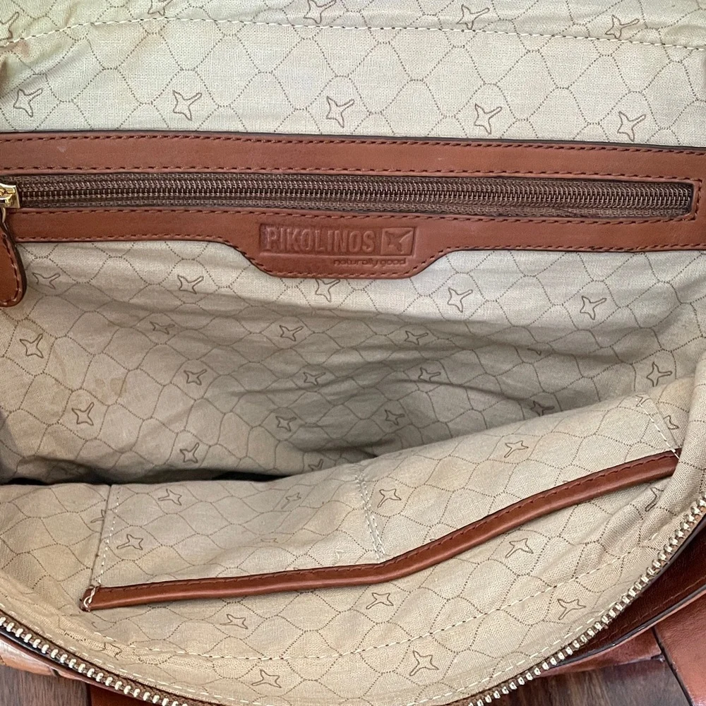 PIKOLINOS Cognac Leather & Suede Tote